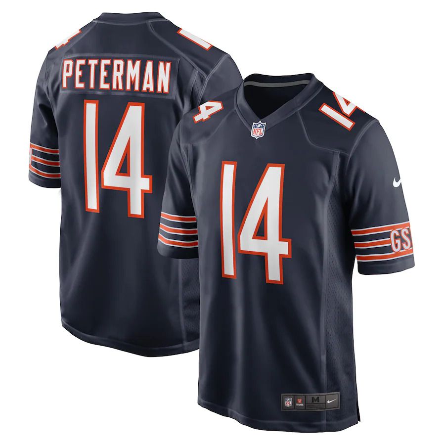 Men Chicago Bears 14 Nathan Peterman Nike Navy Game Player NFL Jersey